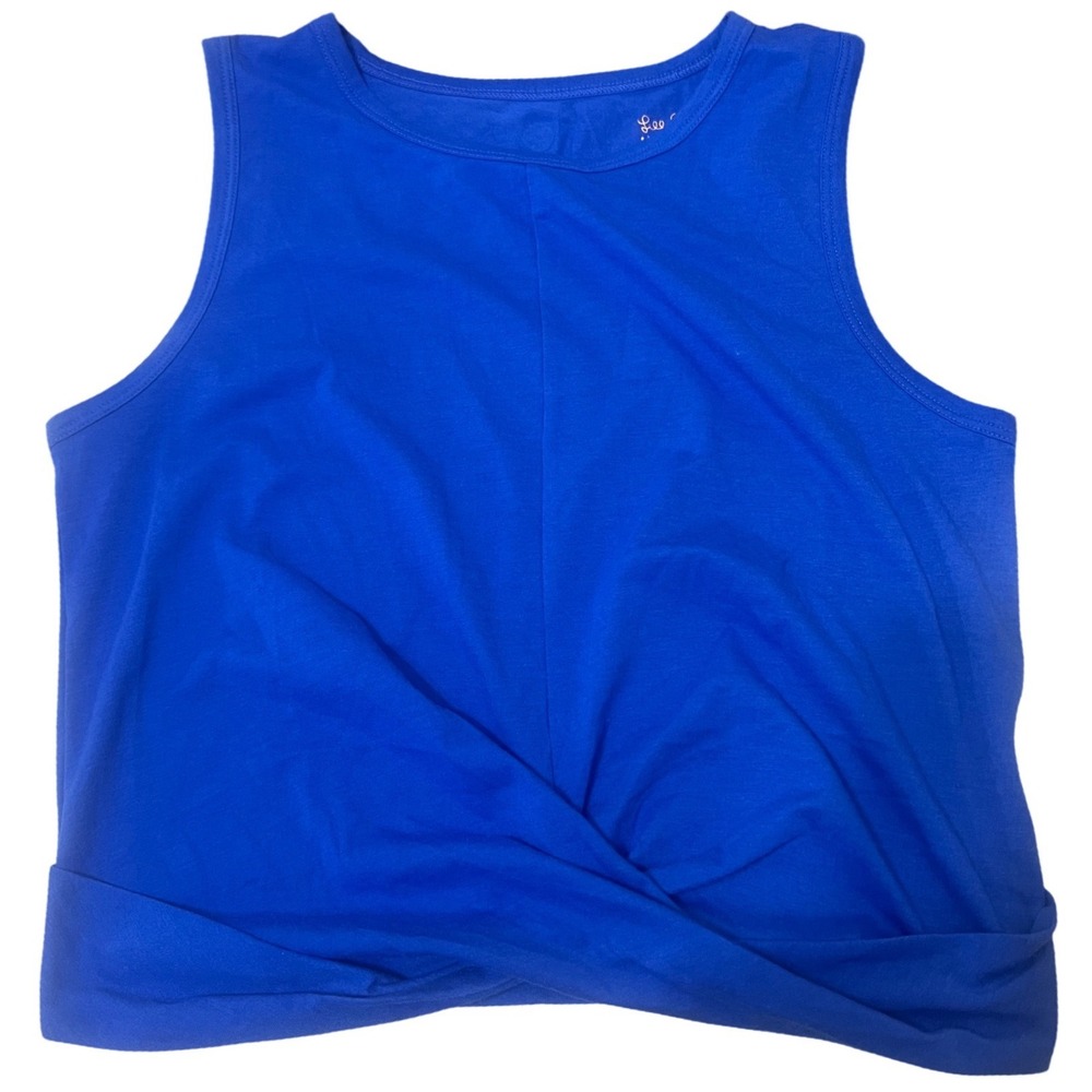 Lilly Pulitzer Luxletic Tank Top Women M Blue Excellence Twist Hem
